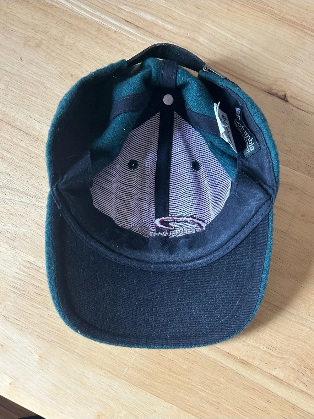 Columbia Vintage Dark Green Wool Blend Cap with Embroidered Logo